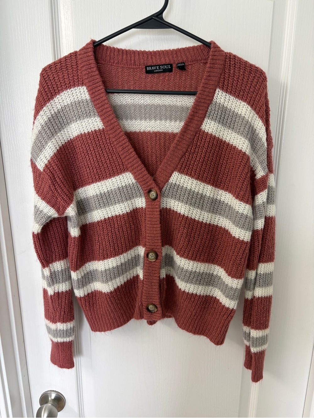 Brave Soul Button Up Striped Cardigan Size Large